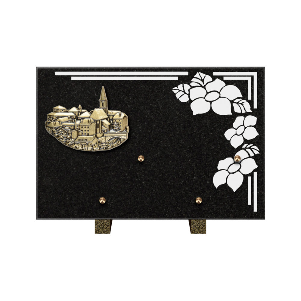 Plaque funéraire Rectangle 1 Granit Sablé 30x20 – Plaques Funéraires Créations® – vue complémentaire