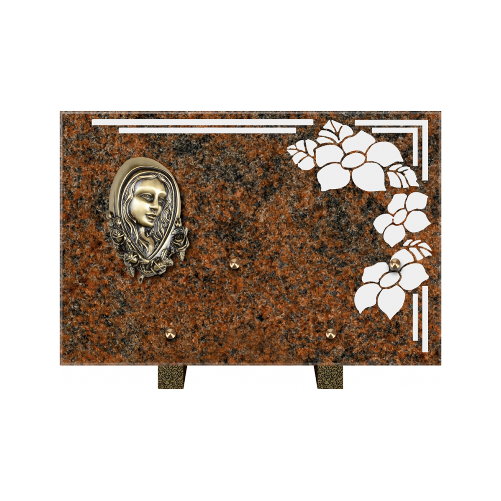 Plaque funéraire Rectangle 1 Granit Sablé 30x20 – Plaques Funéraires Créations® – vue complémentaire