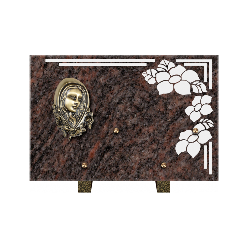 Plaque funéraire Rectangle 1 Granit Sablé 30x20 – Plaques Funéraires Créations® – vue complémentaire