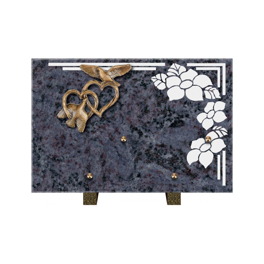 Plaque funéraire Rectangle 1 Granit Sablé 30x20 – Plaques Funéraires Créations® – vue complémentaire