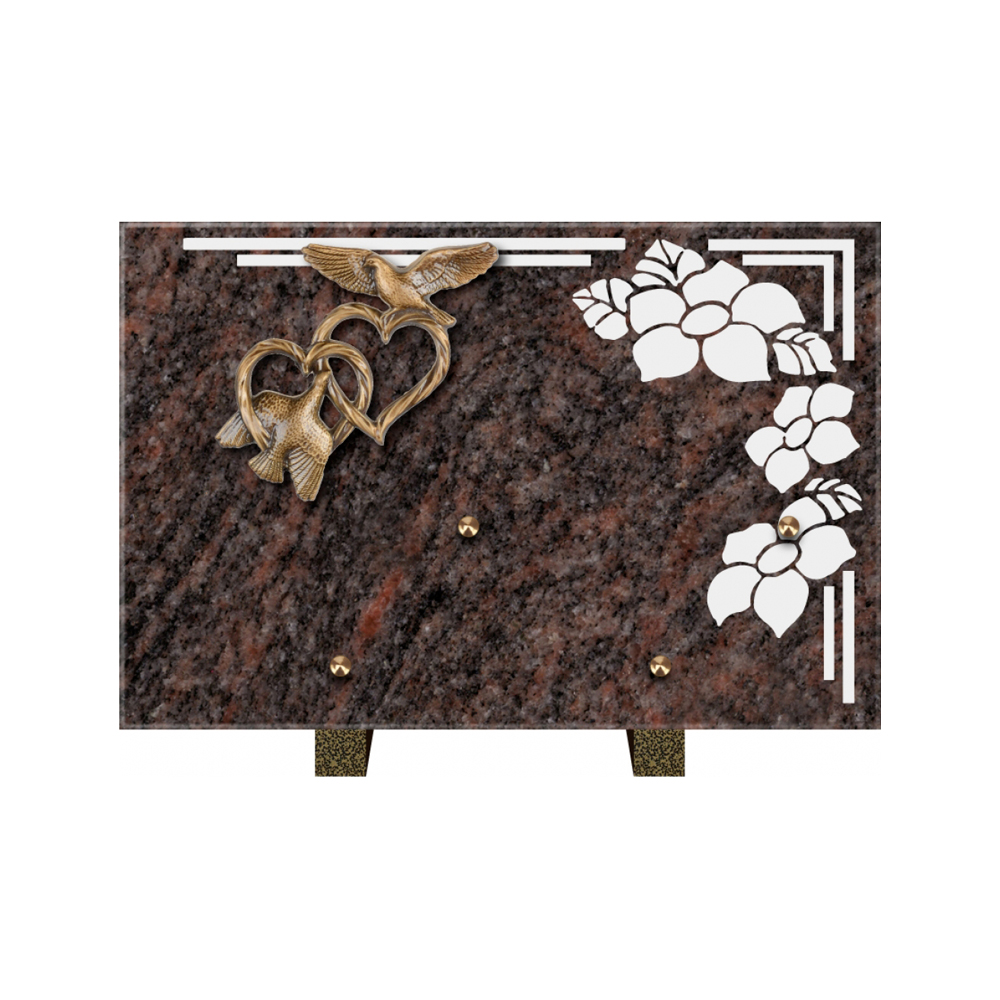 Plaque funéraire Rectangle 1 Granit Sablé 30x20 – Plaques Funéraires Créations® – vue complémentaire