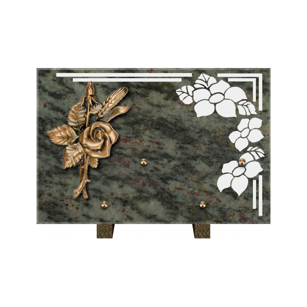 Plaque funéraire Rectangle 1 Granit Sablé 30x20 – Plaques Funéraires Créations® – vue complémentaire