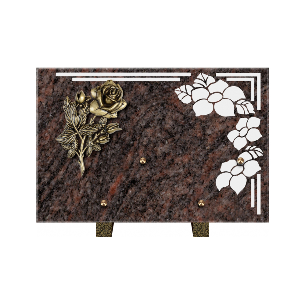 Plaque funéraire Rectangle 1 Granit Sablé 30x20 – Plaques Funéraires Créations® – vue complémentaire