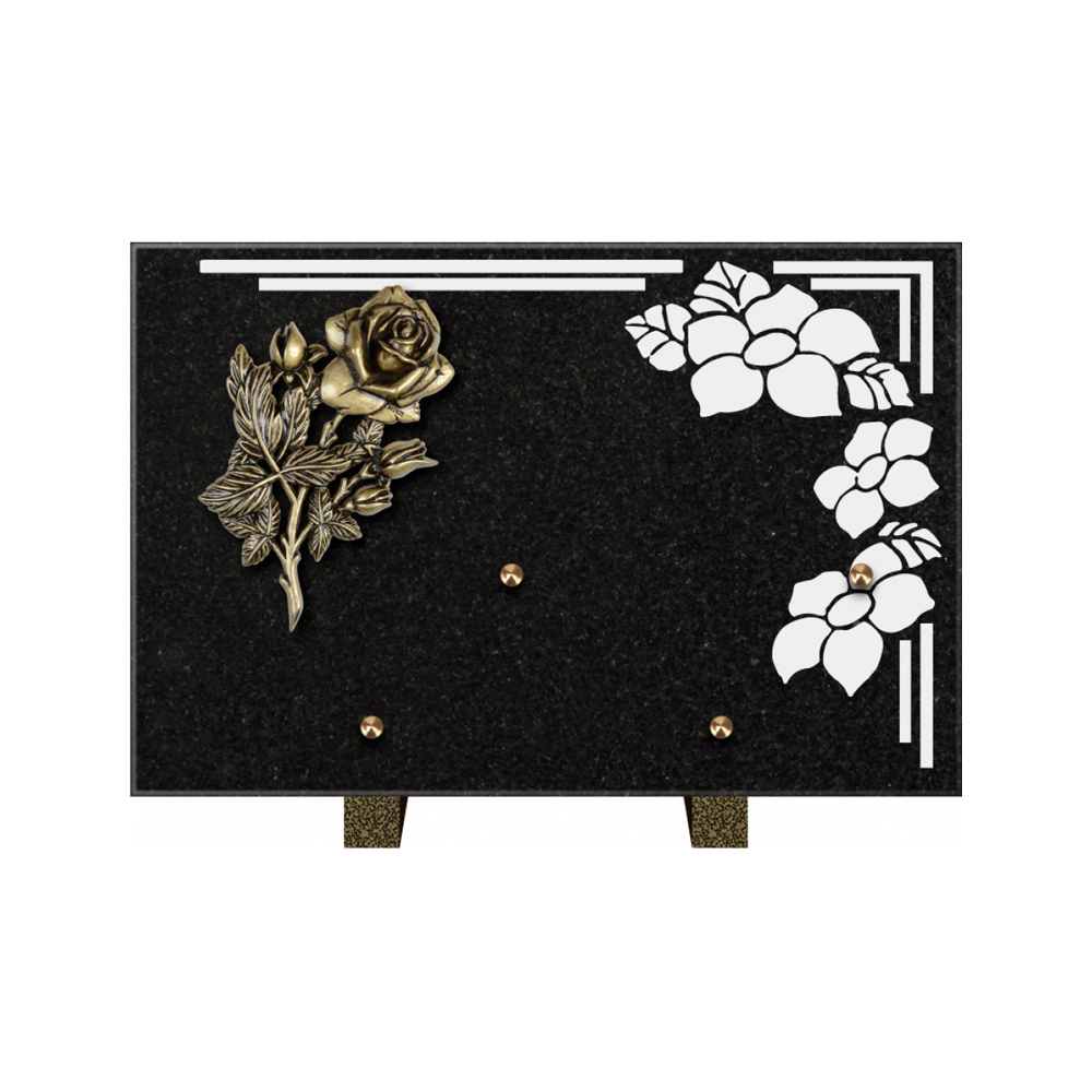 Plaque funéraire Rectangle 1 Granit Sablé 30x20 – Plaques Funéraires Créations® – vue complémentaire
