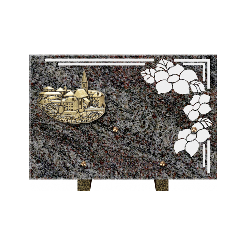 Plaque funéraire Rectangle 1 Granit Sablé 30x20 – Plaques Funéraires Créations® – vue complémentaire