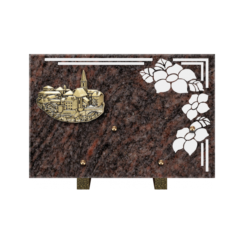 Plaque funéraire Rectangle 1 Granit Sablé 30x20 – Plaques Funéraires Créations® – vue complémentaire