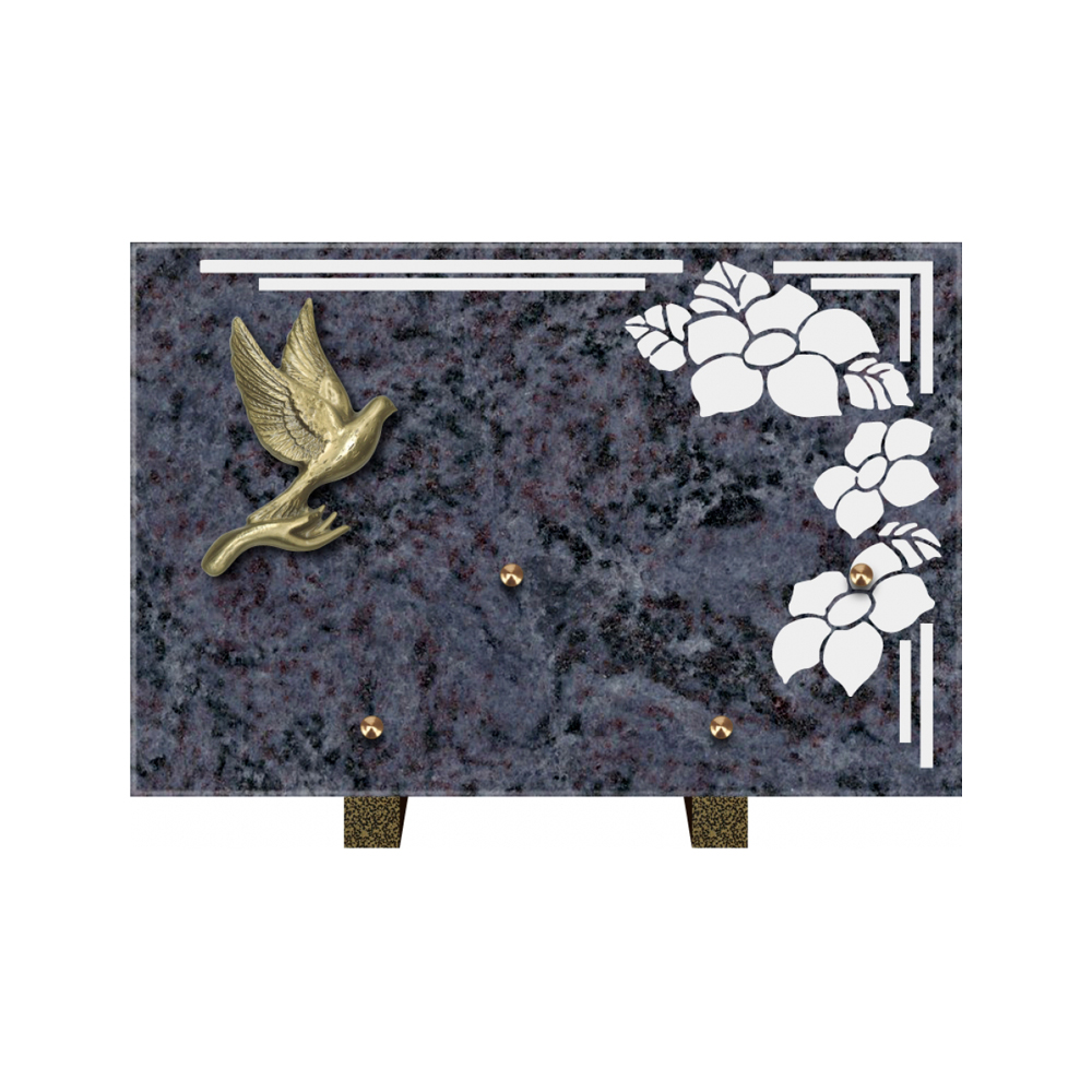 Plaque funéraire Rectangle 1 Granit Sablé 30x20 – Plaques Funéraires Créations® – vue complémentaire