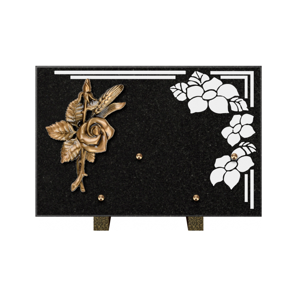 Plaque funéraire Rectangle 1 Granit Sablé 30x20 – Plaques Funéraires Créations® – vue complémentaire