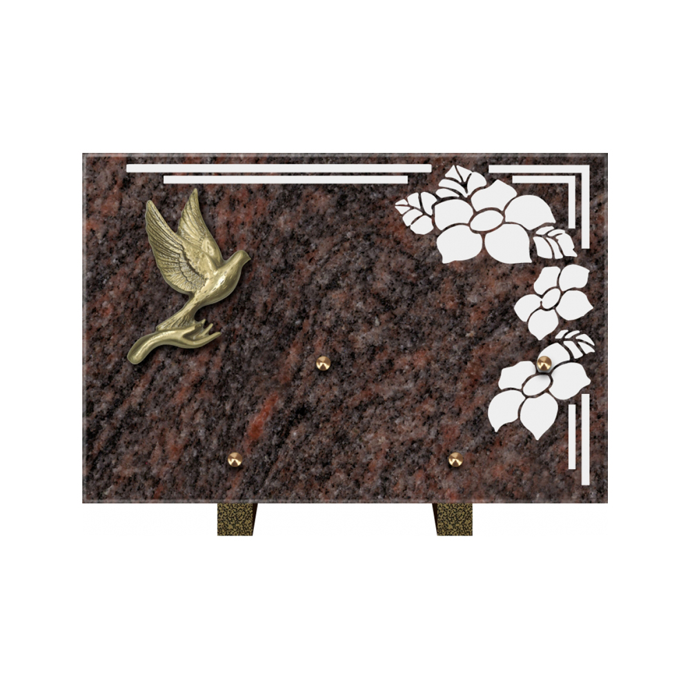 Plaque funéraire Rectangle 1 Granit Sablé 30x20 – Plaques Funéraires Créations® – vue complémentaire