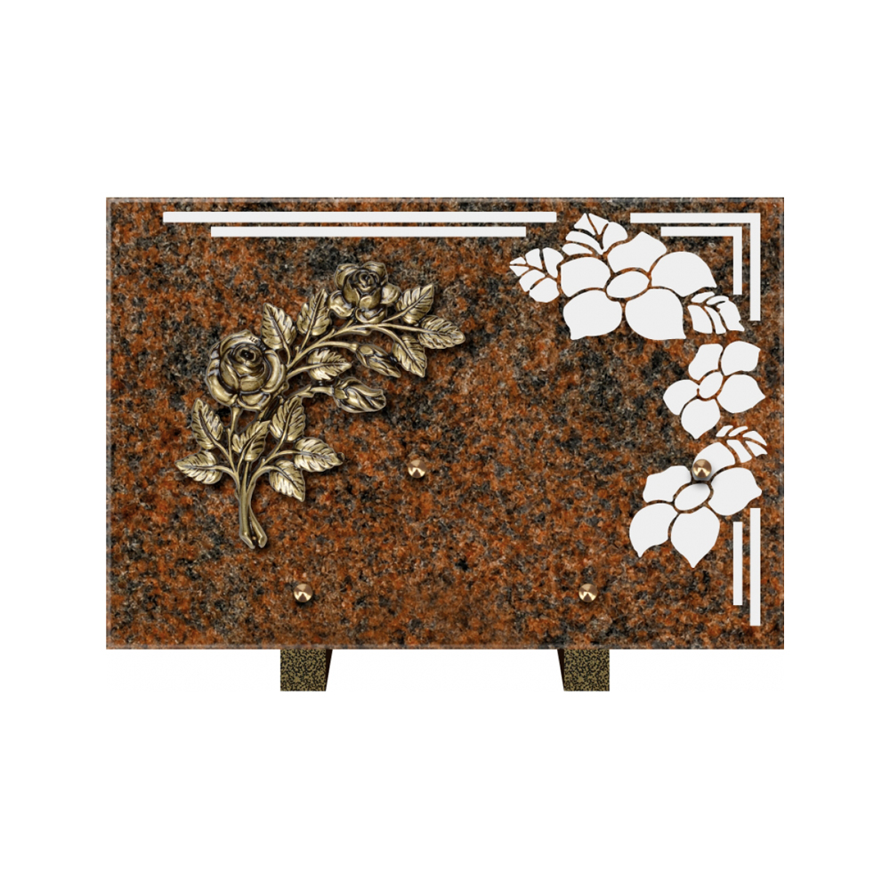 Plaque funéraire Rectangle 1 Granit Sablé 30x20 – Plaques Funéraires Créations® – vue complémentaire