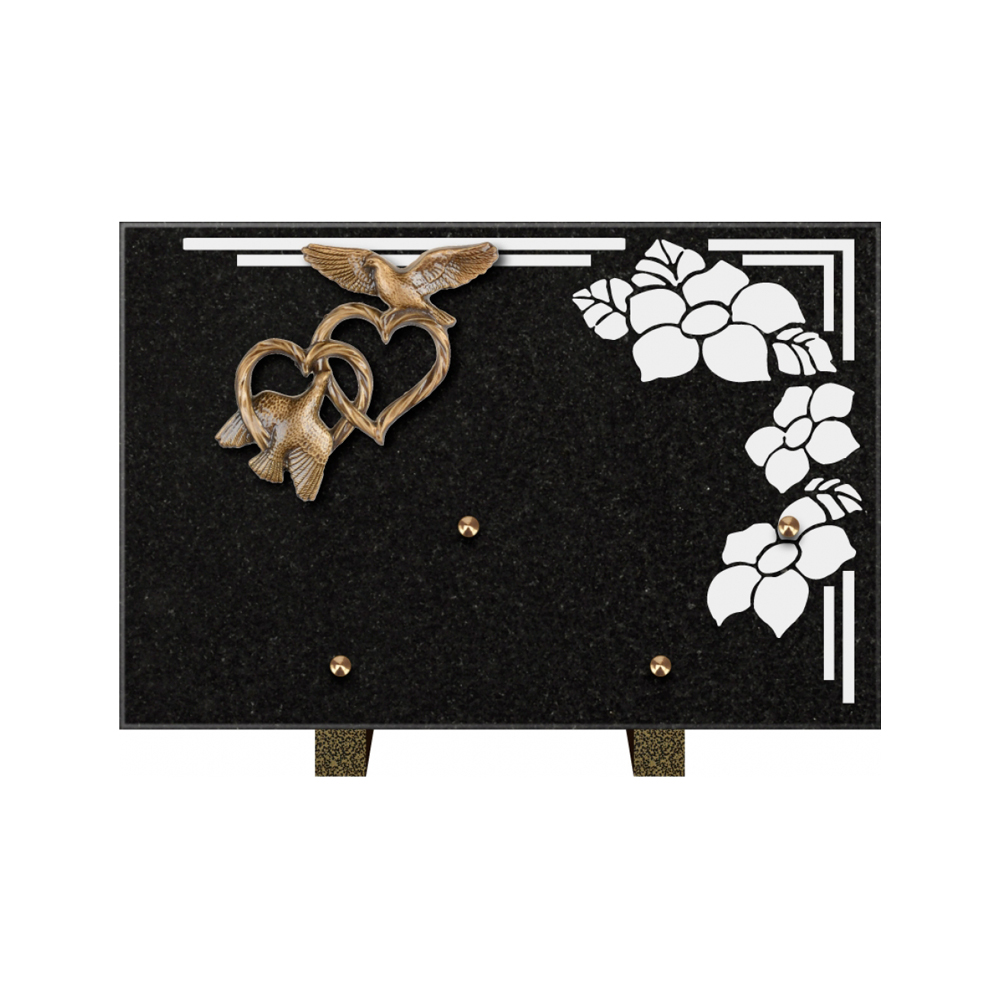 Plaque funéraire Rectangle 1 Granit Sablé 30x20 – Plaques Funéraires Créations® – vue complémentaire