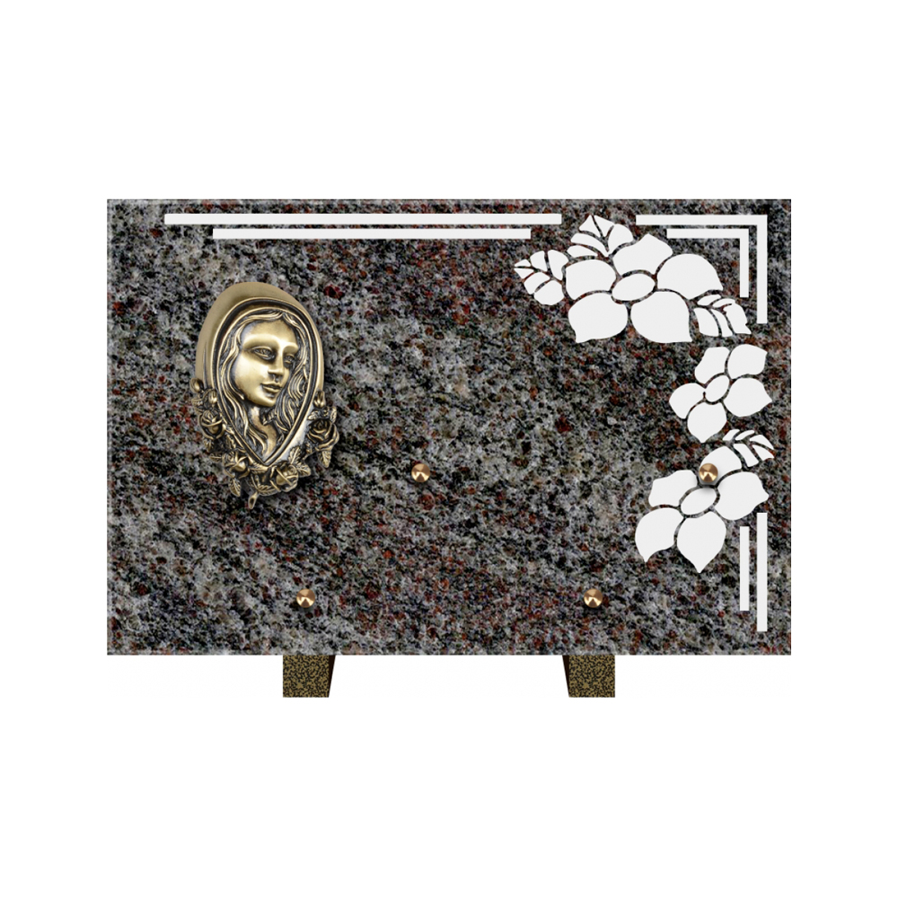 Plaque funéraire Rectangle 1 Granit Sablé 30x20 – Plaques Funéraires Créations® – vue complémentaire