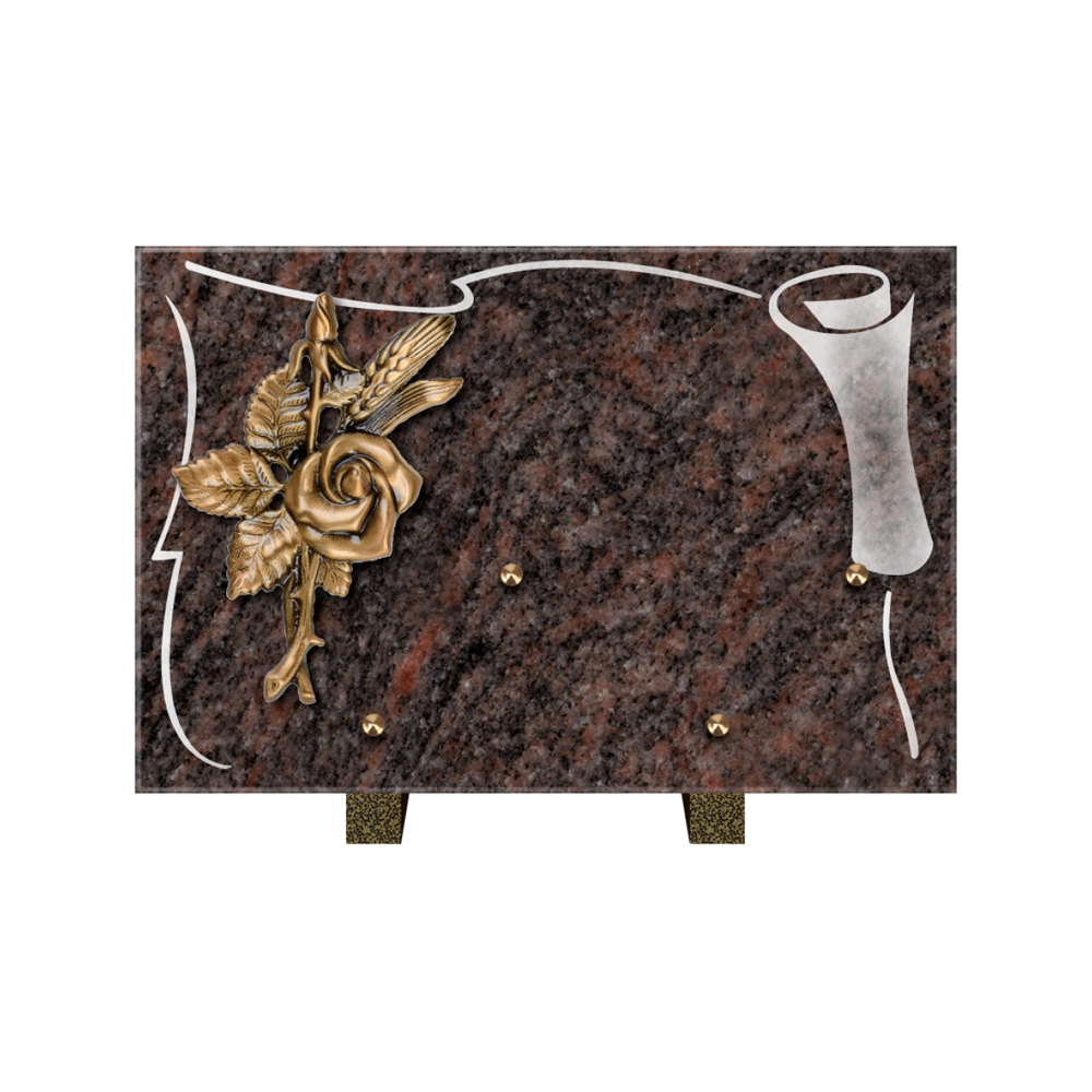 Plaque funéraire Rectangle 2 Granit Sablé 30x20 – Plaques Funéraires Créations® – vue complémentaire