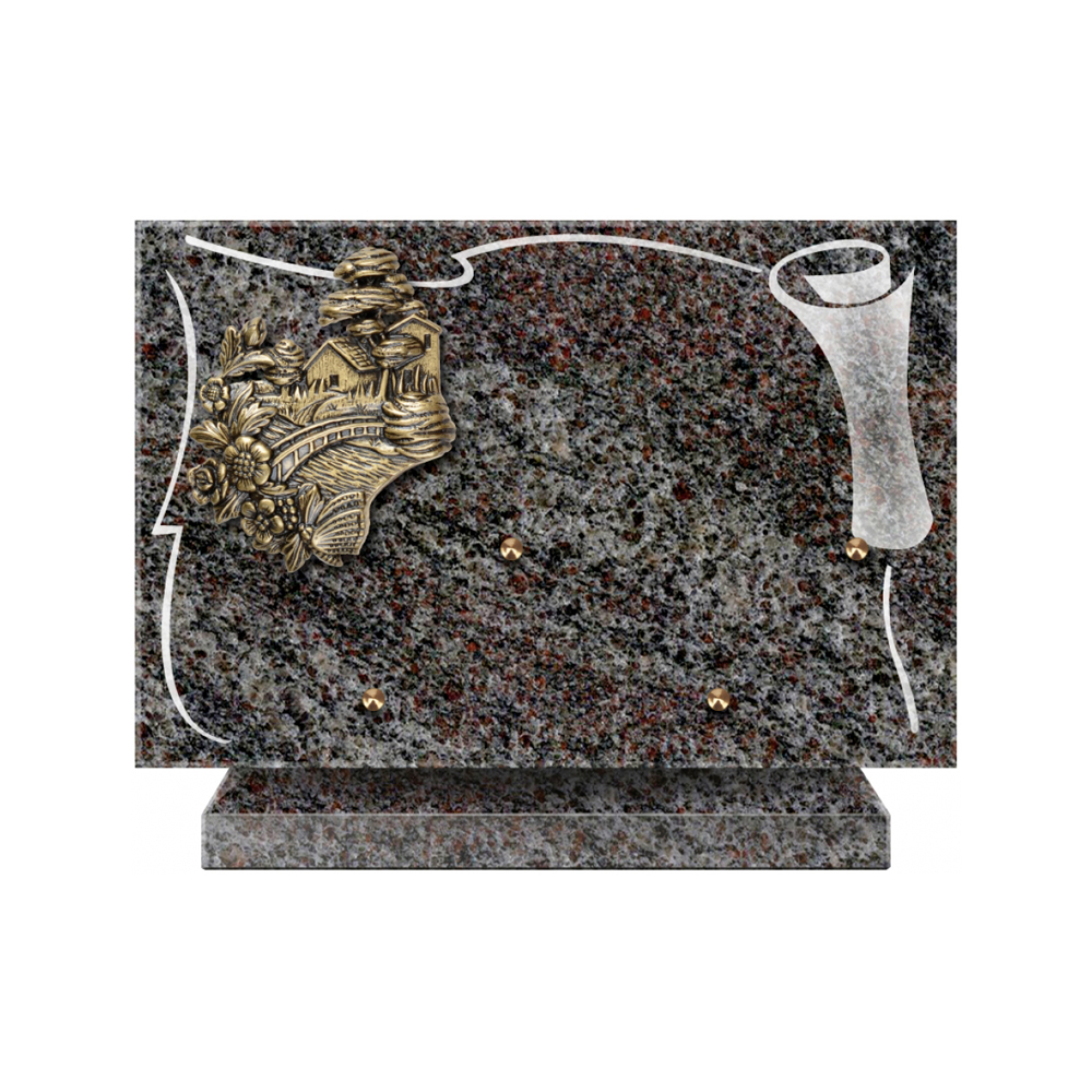 Plaque funéraire Rectangle 2 Granit Sablé 30x20 – Plaques Funéraires Créations® – vue complémentaire