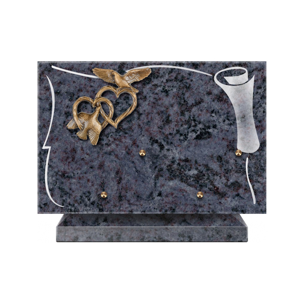 Plaque funéraire Rectangle 2 Granit Sablé 30x20 – Plaques Funéraires Créations® – vue complémentaire
