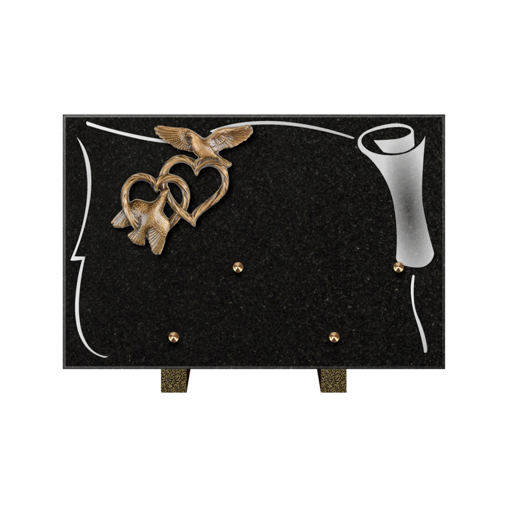 Plaque funéraire Rectangle 2 Granit Sablé 30x20 – Plaques Funéraires Créations® – vue complémentaire