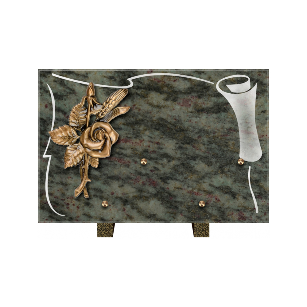 Plaque funéraire Rectangle 2 Granit Sablé 30x20 – Plaques Funéraires Créations® – vue complémentaire