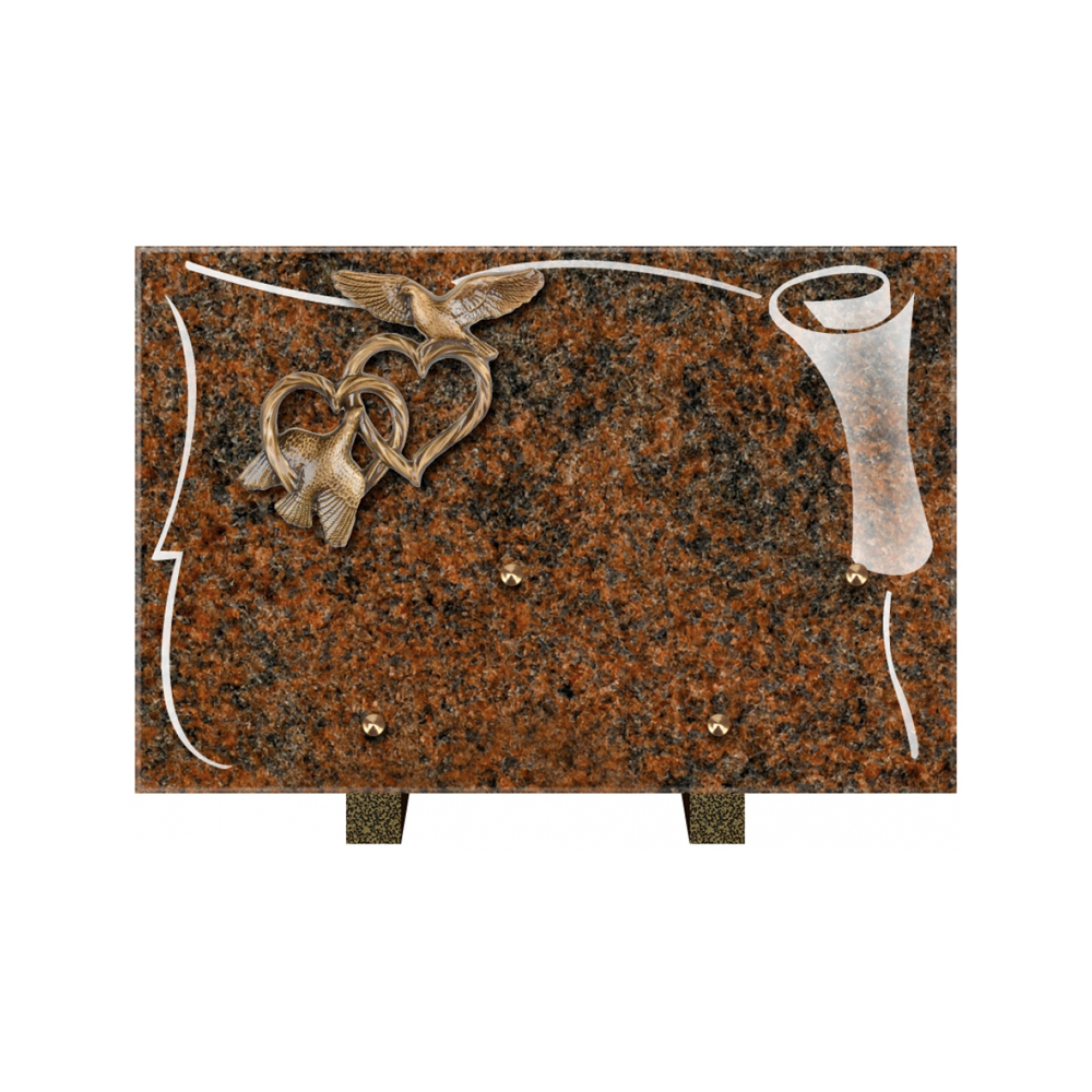 Plaque funéraire Rectangle 2 Granit Sablé 30x20 – Plaques Funéraires Créations® – vue complémentaire