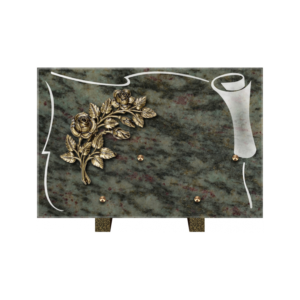 Plaque funéraire Rectangle 2 Granit Sablé 30x20 – Plaques Funéraires Créations® – vue complémentaire