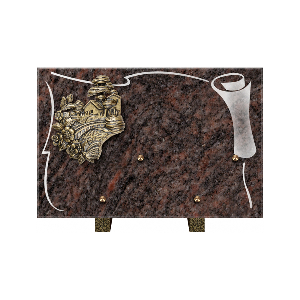 Plaque funéraire Rectangle 2 Granit Sablé 30x20 – Plaques Funéraires Créations® – vue complémentaire