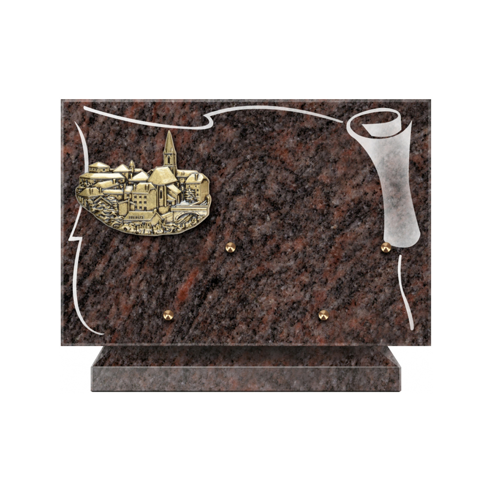 Plaque funéraire Rectangle 2 Granit Sablé 30x20 – Plaques Funéraires Créations® – vue complémentaire
