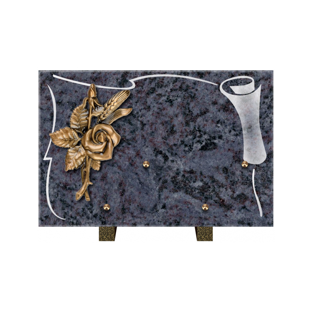 Plaque funéraire Rectangle 2 Granit Sablé 30x20 – Plaques Funéraires Créations® – vue complémentaire