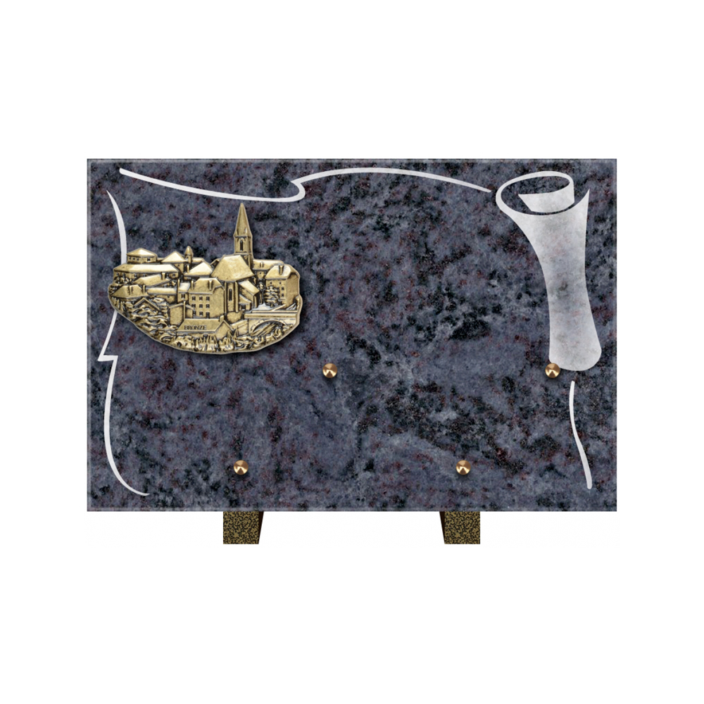 Plaque funéraire Rectangle 2 Granit Sablé 30x20 – Plaques Funéraires Créations® – vue complémentaire