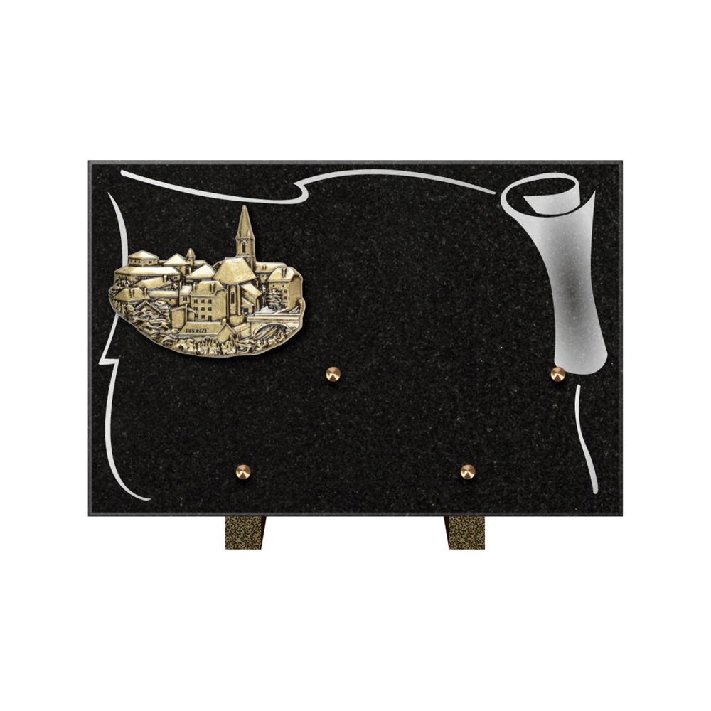 Plaque funéraire Rectangle 2 Granit Sablé 30x20 – Plaques Funéraires Créations® – vue complémentaire
