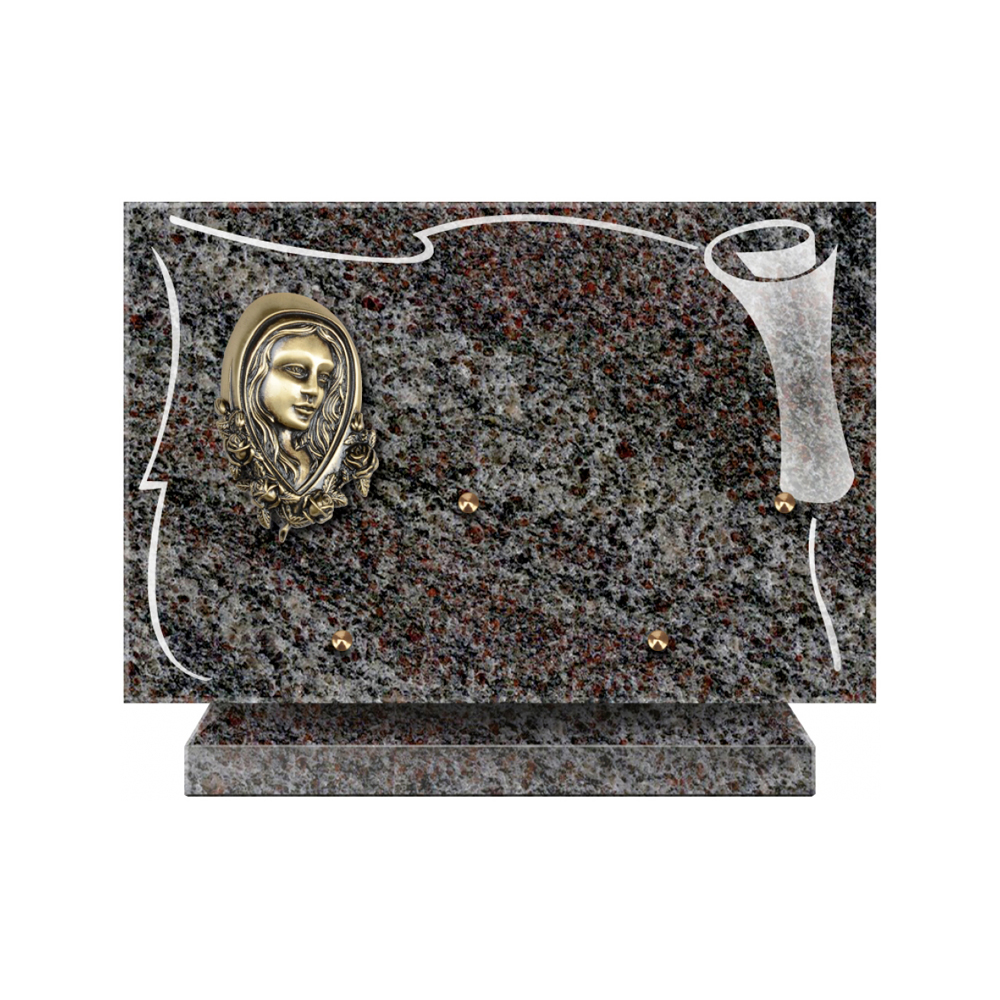 Plaque funéraire Rectangle 2 Granit Sablé 30x20 – Plaques Funéraires Créations® – vue complémentaire