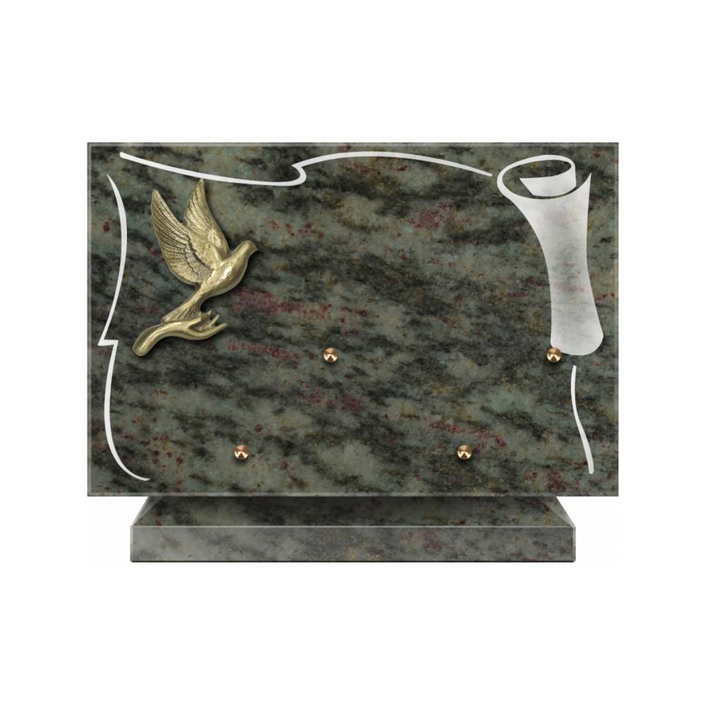 Plaque funéraire Rectangle 2 Granit Sablé 30x20 – Plaques Funéraires Créations® – vue complémentaire