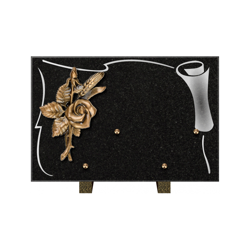 Plaque funéraire Rectangle 2 Granit Sablé 30x20 – Plaques Funéraires Créations® – vue complémentaire