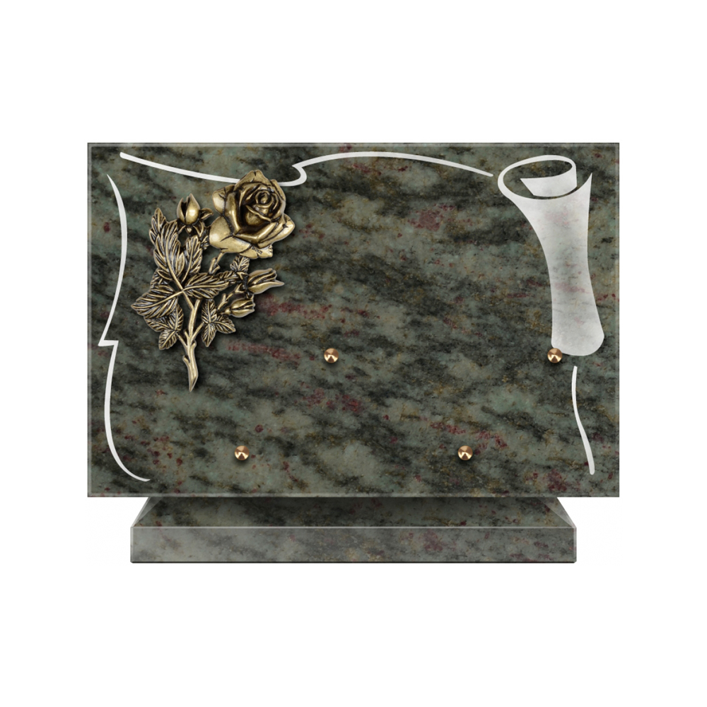 Plaque funéraire Rectangle 2 Granit Sablé 30x20 – Plaques Funéraires Créations® – vue complémentaire