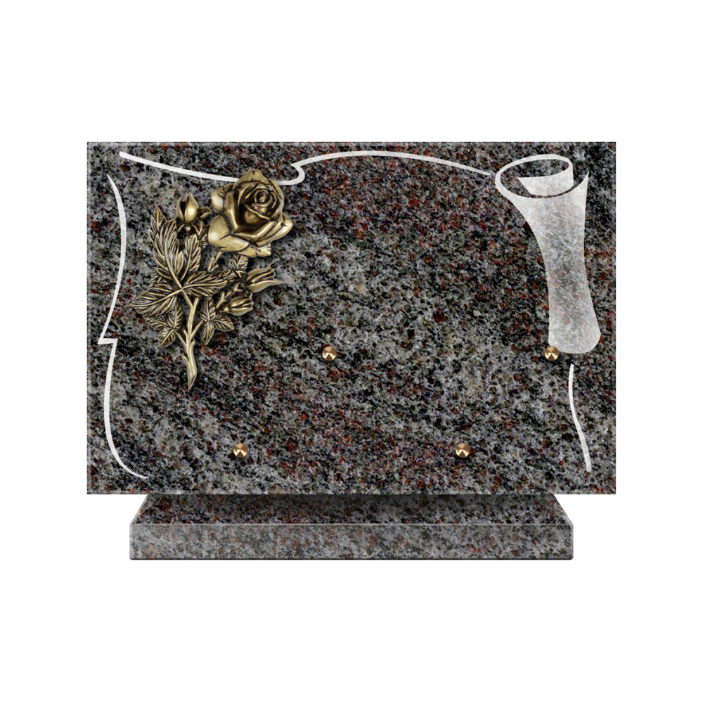 Plaque funéraire Rectangle 2 Granit Sablé 30x20 – Plaques Funéraires Créations® – vue complémentaire