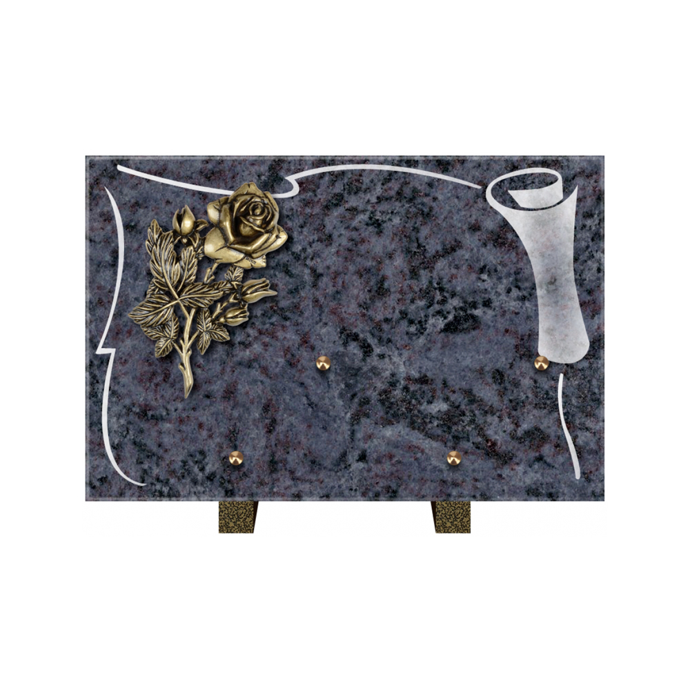 Plaque funéraire Rectangle 2 Granit Sablé 30x20 – Plaques Funéraires Créations® – vue complémentaire