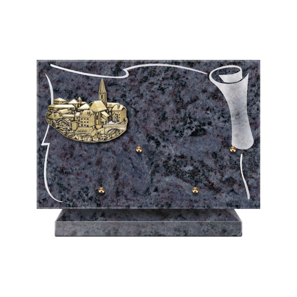 Plaque funéraire Rectangle 2 Granit Sablé 30x20 – Plaques Funéraires Créations® – vue complémentaire