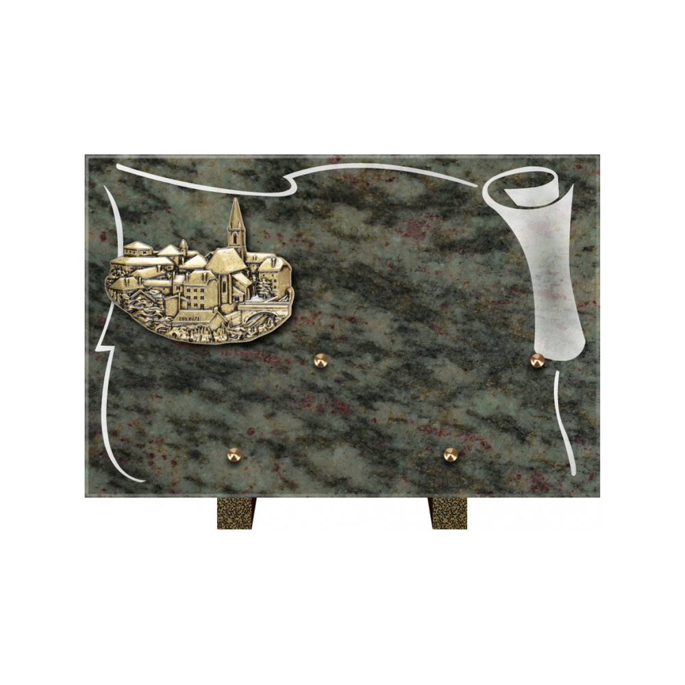 Plaque funéraire Rectangle 2 Granit Sablé 30x20 – Plaques Funéraires Créations® – vue complémentaire