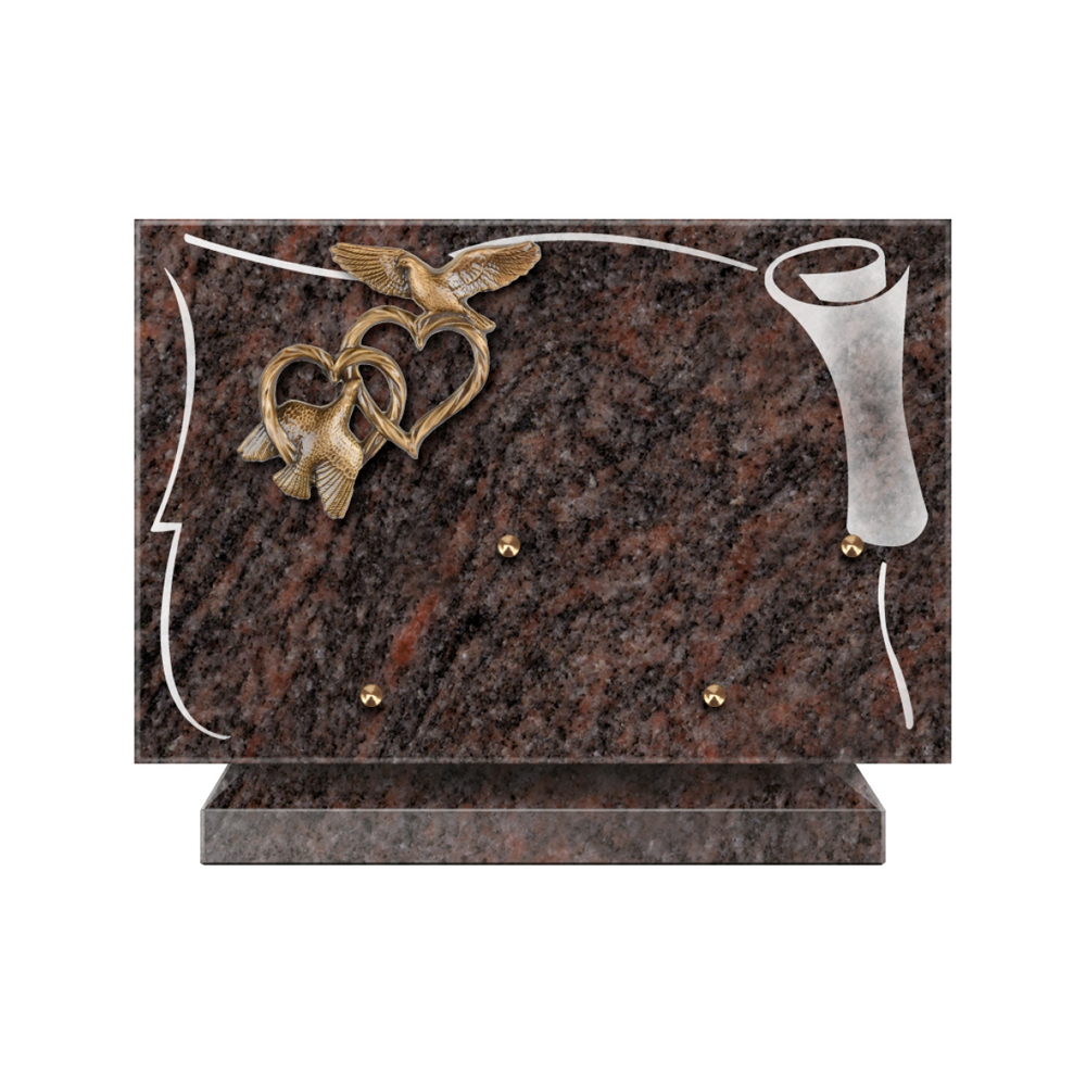 Plaque funéraire Rectangle 2 Granit Sablé 30x20 – Plaques Funéraires Créations® – vue complémentaire