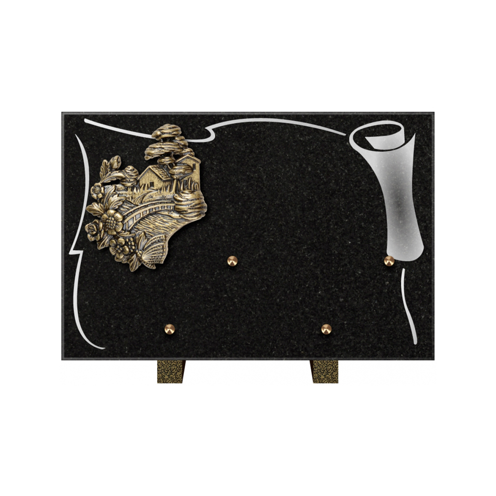 Plaque funéraire Rectangle 2 Granit Sablé 30x20 – Plaques Funéraires Créations® – vue complémentaire