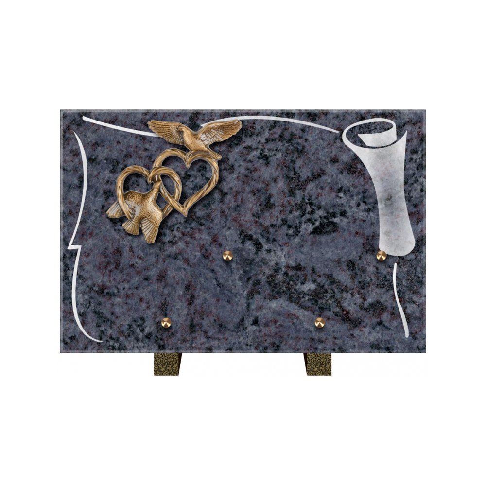 Plaque funéraire Rectangle 2 Granit Sablé 30x20 – Plaques Funéraires Créations® – vue complémentaire
