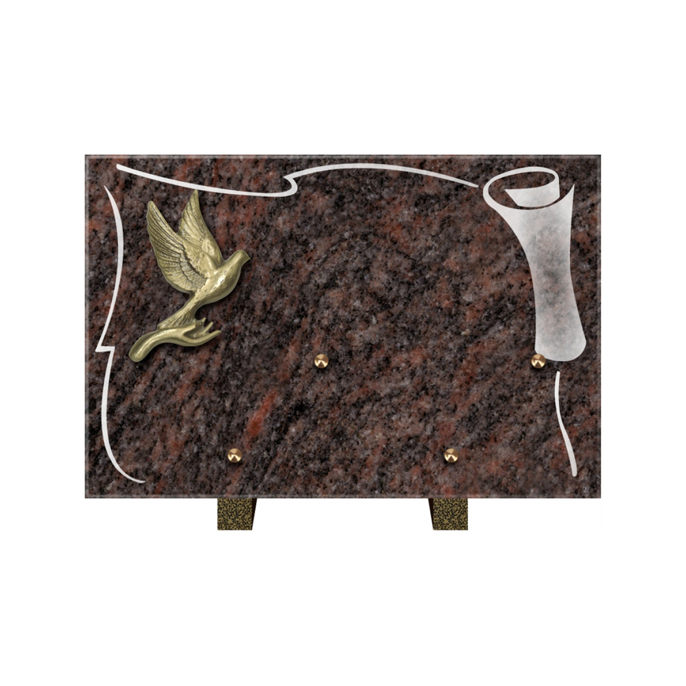 Plaque funéraire Rectangle 2 Granit Sablé 30x20 – Plaques Funéraires Créations® – vue complémentaire