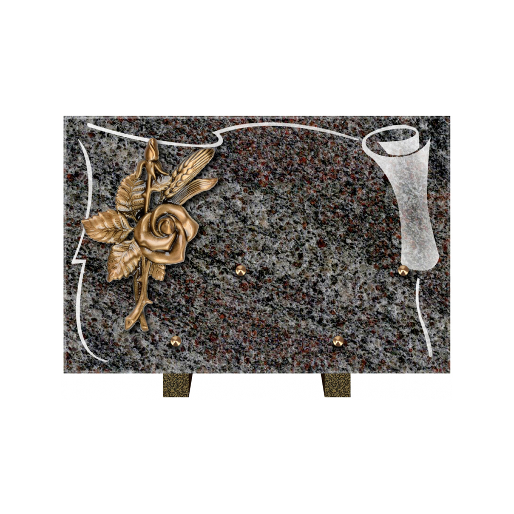Plaque funéraire Rectangle 2 Granit Sablé 30x20 – Plaques Funéraires Créations® – vue complémentaire