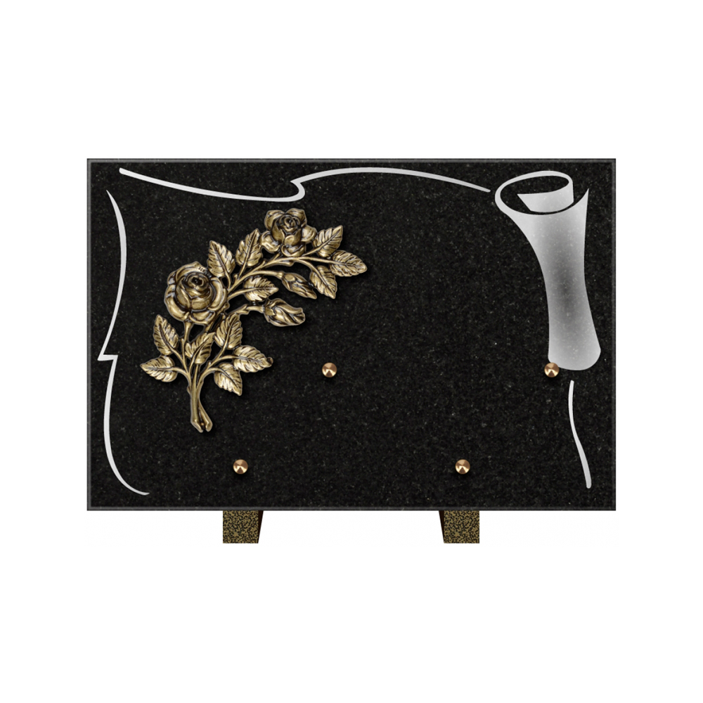Plaque funéraire Rectangle 2 Granit Sablé 30x20 – Plaques Funéraires Créations® – vue complémentaire