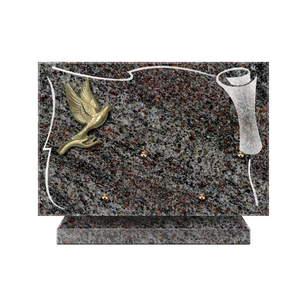 Plaque funéraire Rectangle 2 Granit Sablé 30x20 – Plaques Funéraires Créations® – vue complémentaire