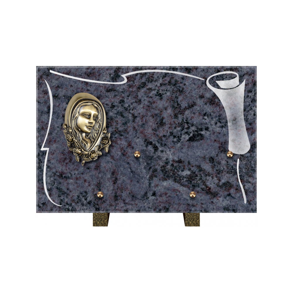 Plaque funéraire Rectangle 2 Granit Sablé 30x20 – Plaques Funéraires Créations® – vue complémentaire