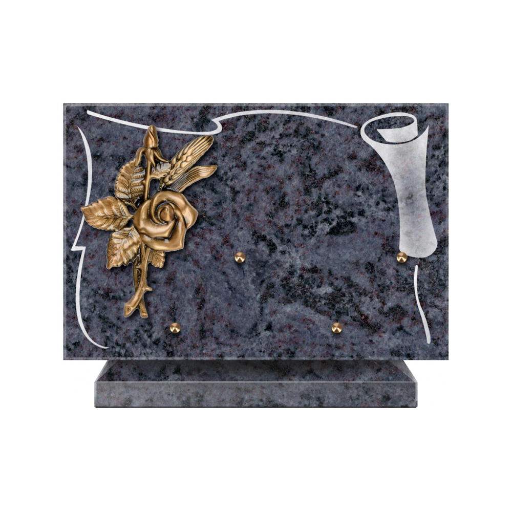 Plaque funéraire Rectangle 2 Granit Sablé 30x20 – Plaques Funéraires Créations® – vue complémentaire