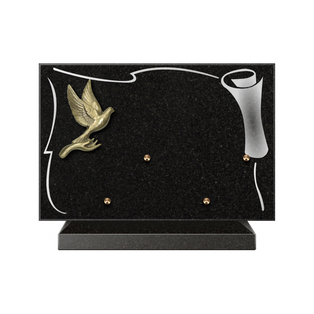 Plaque funéraire Rectangle 2 Granit Sablé 30x20 – Plaques Funéraires Créations® – vue complémentaire