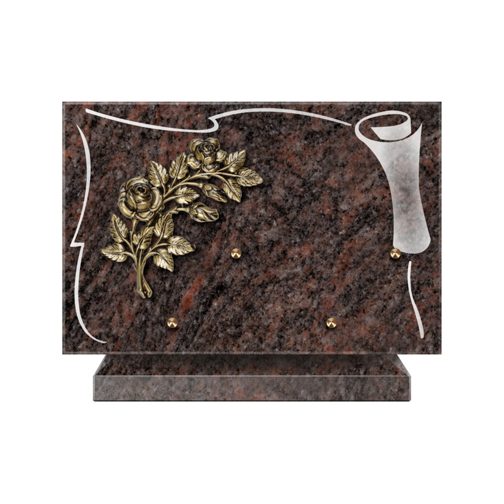 Plaque funéraire Rectangle 2 Granit Sablé 30x20 – Plaques Funéraires Créations® – vue complémentaire