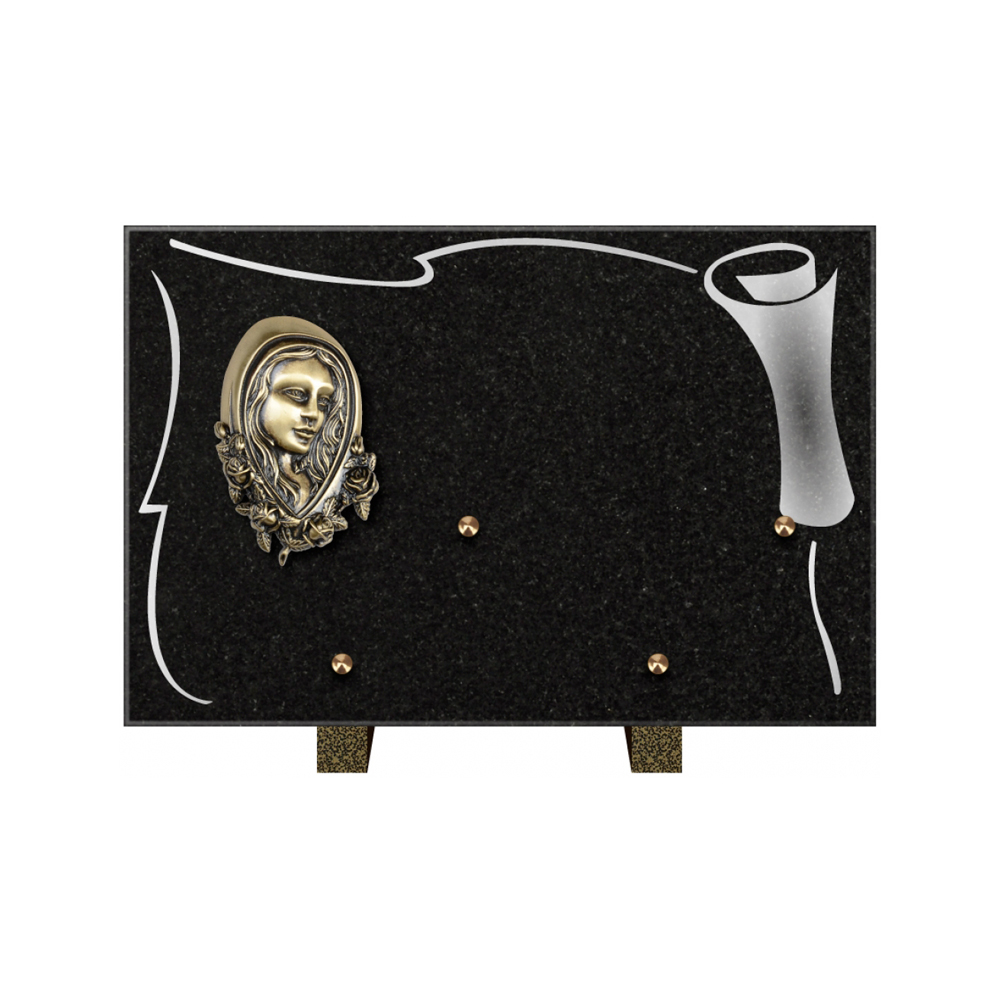 Plaque funéraire Rectangle 2 Granit Sablé 30x20 – Plaques Funéraires Créations® – vue complémentaire