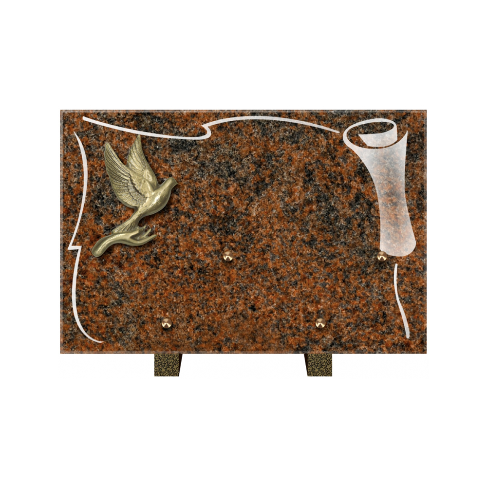 Plaque funéraire Rectangle 2 Granit Sablé 30x20 – Plaques Funéraires Créations® – vue complémentaire