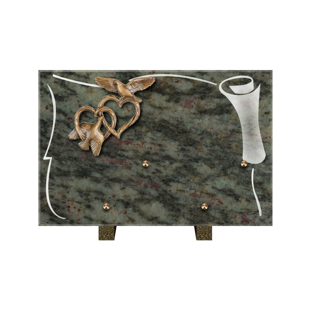 Plaque funéraire Rectangle 2 Granit Sablé 30x20 – Plaques Funéraires Créations® – vue complémentaire